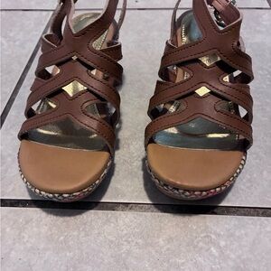 Rampage Girls Multi-Color Woven Espadrille Wedges - Brown - NWT Size 12